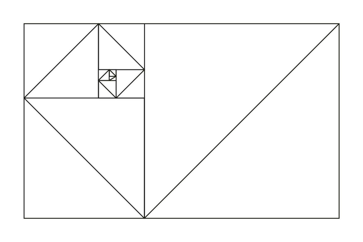 Golden ratio template. Fibonacci array, numbers. Method golden section. Outline vector illustration. Golden proportions.