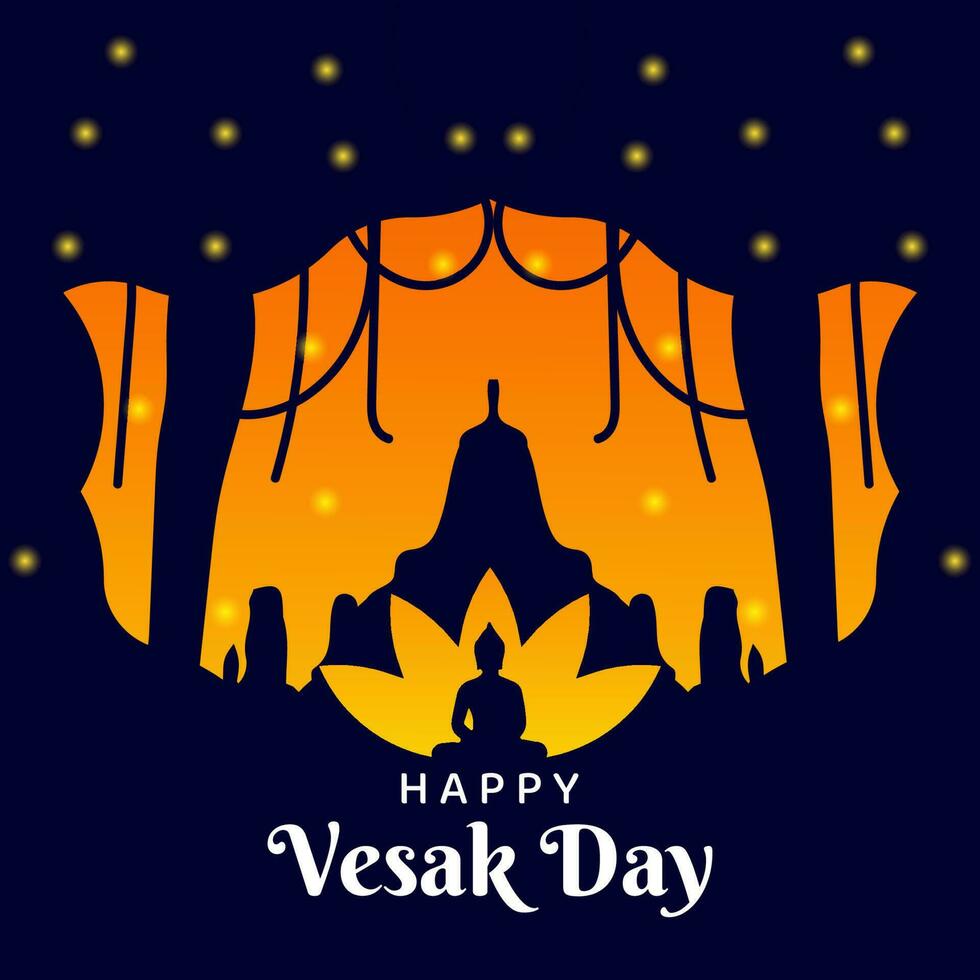 happy vesak day, greeting card and poster design for vesak day. Vesak Day is a holy day for Buddhists. vector