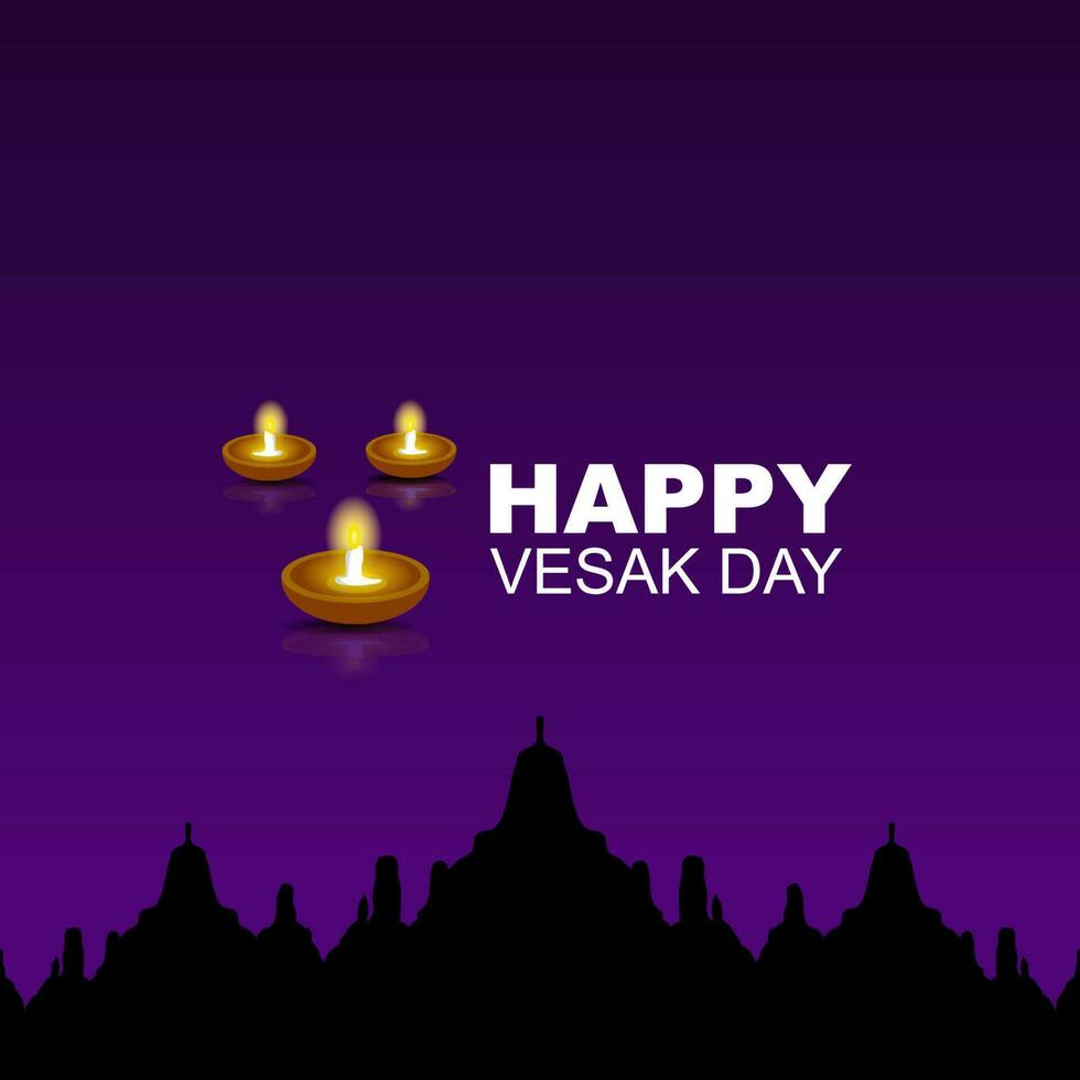 happy vesak day, greeting card and poster design for vesak day. Vesak Day is a holy day for Buddhists. vector