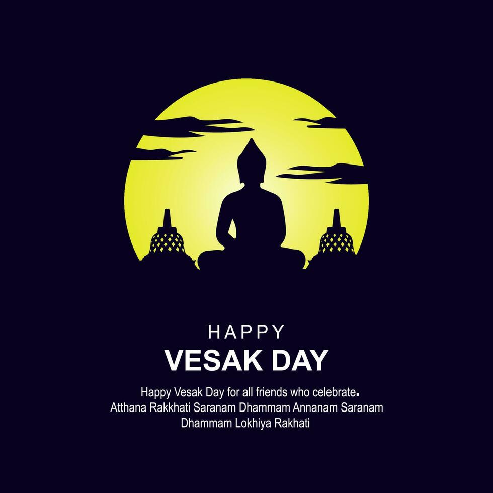 happy vesak day, greeting card and poster design for vesak day. Vesak Day is a holy day for Buddhists. vector