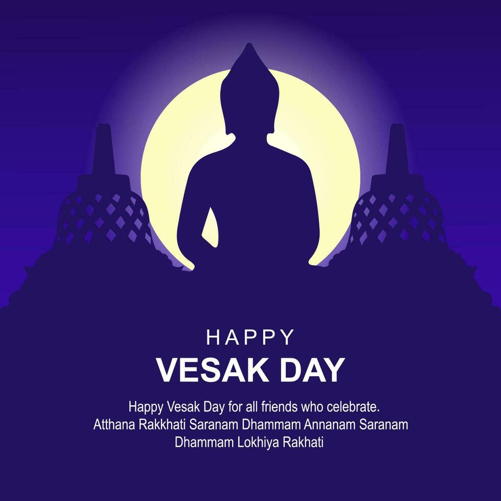 contento vesak día, saludo tarjeta y póster diseño para vesak día. vesak día es un santo día para budistas vector