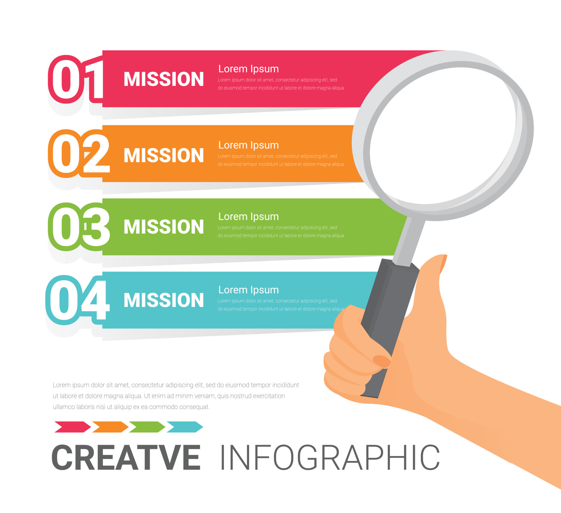 Magnifying Glass Divided Into 4 Parts Simple Infographic Design magnifying-glass-divided-into-4-parts-simple-infographic-design