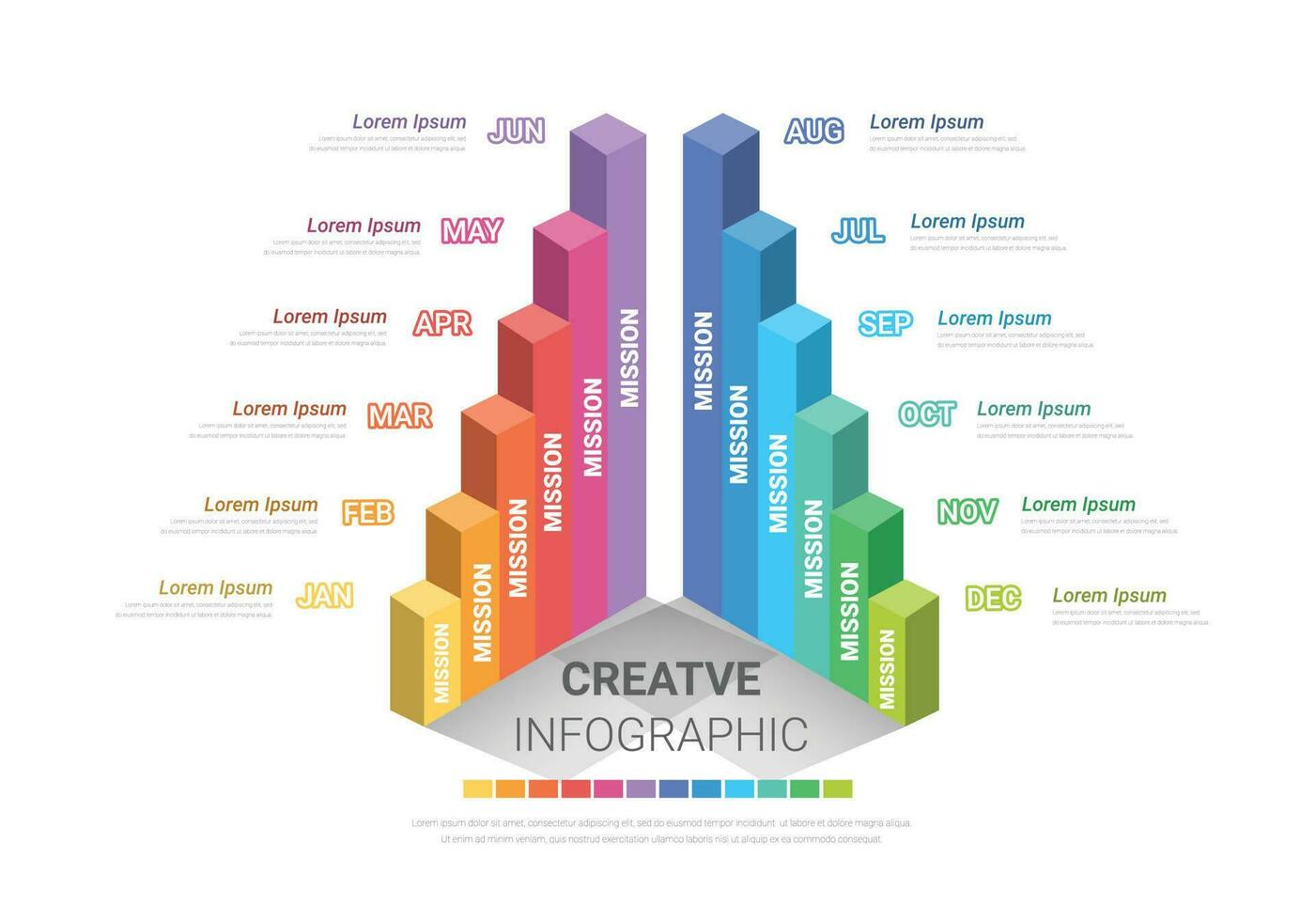 Infographic template for business. Modern Timeline for 12 diagram vector