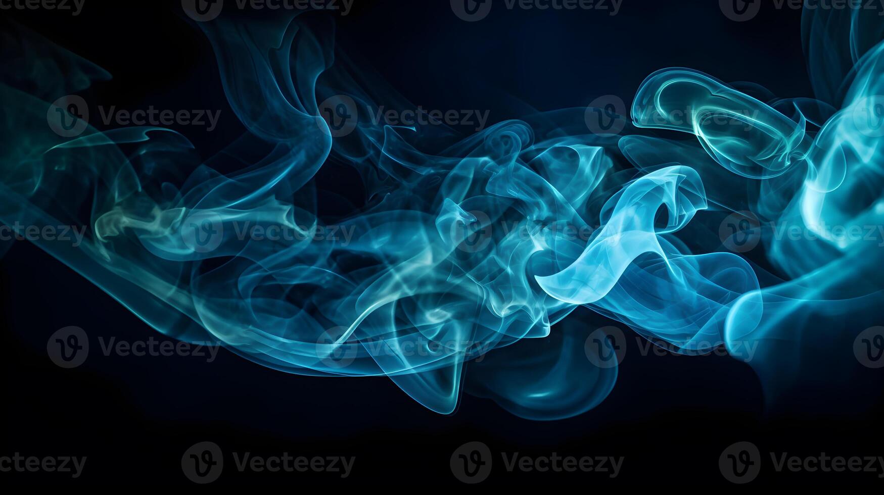 blue smoke effect abstract on black background , photo