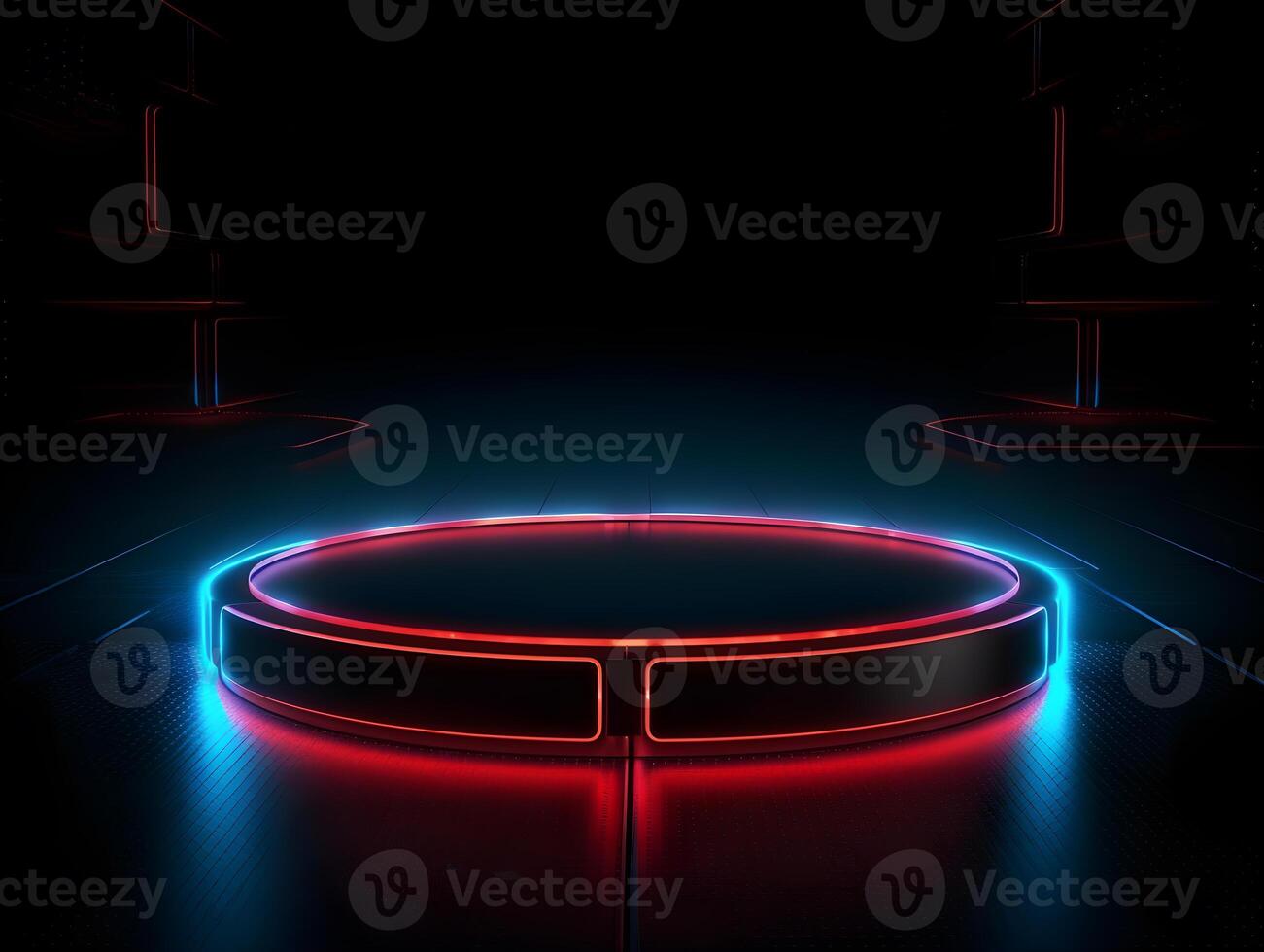 podium 3d with neon effect,stand product 3d , photo
