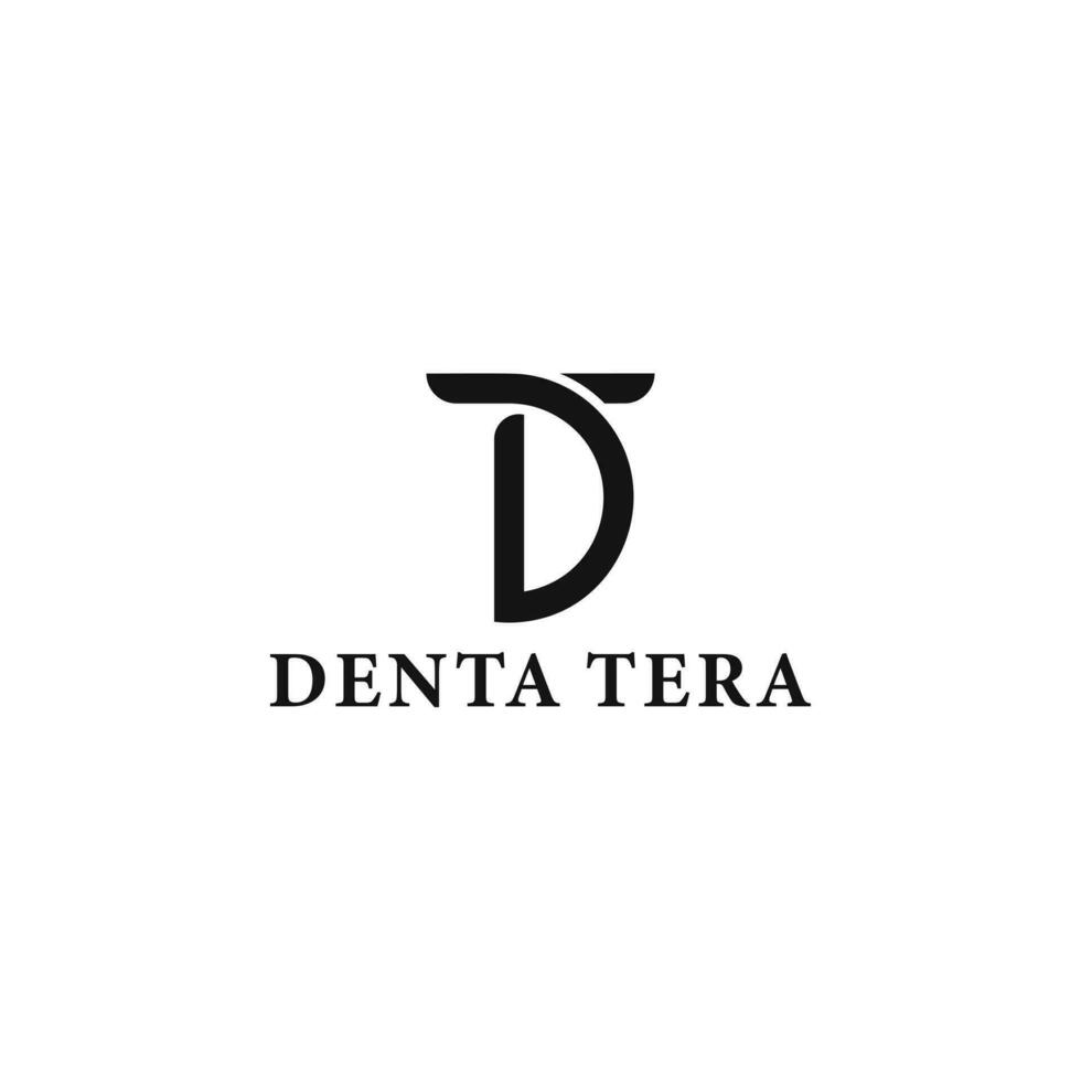 Abstract initial letter DT or TD logo in black color isolated in white background. DT letter modern elegant logo design vector images. Letter DT logo for dental practice logo.