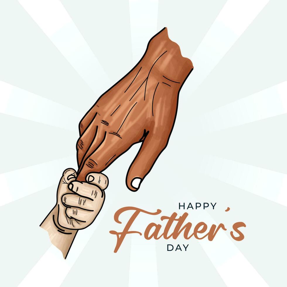 Happy fathers day the parent holds the hand of a small child vector