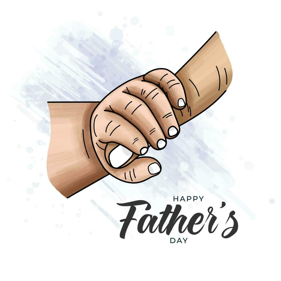 Happy fathers day the father holds the hand of a small child illustration vector