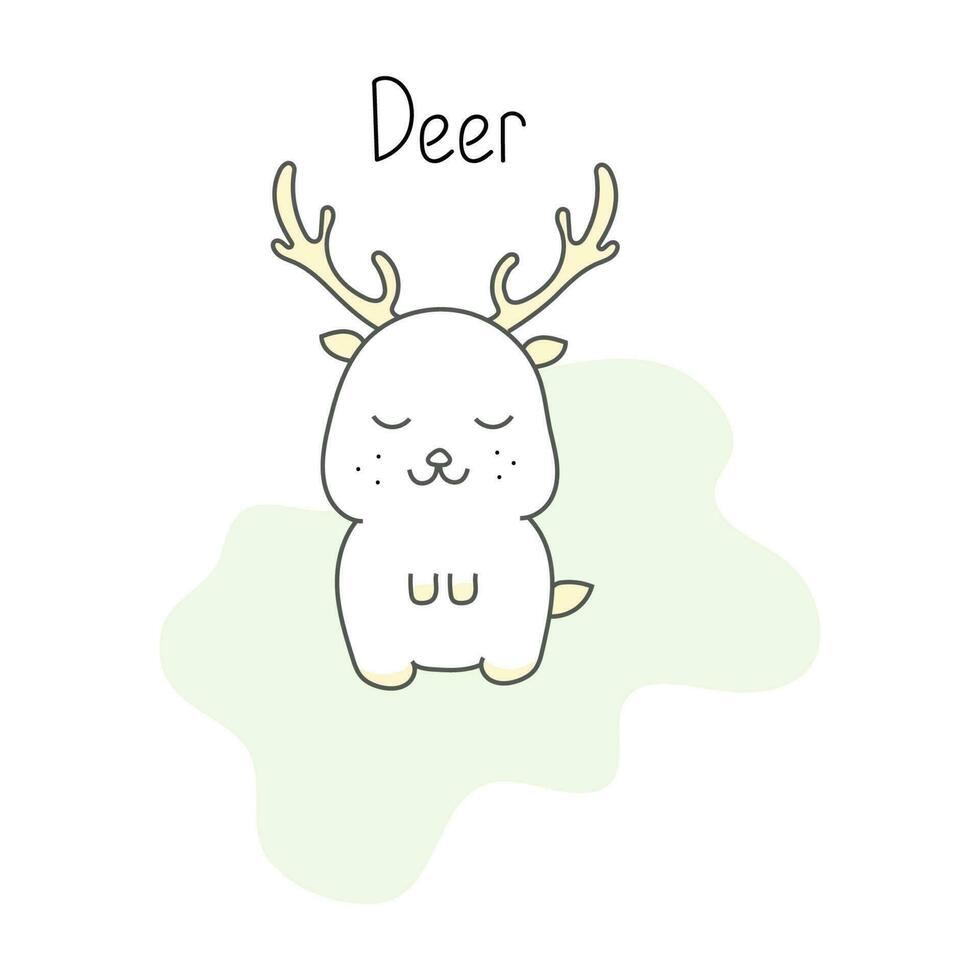 Vector illustration of a cute deer in doodle style.