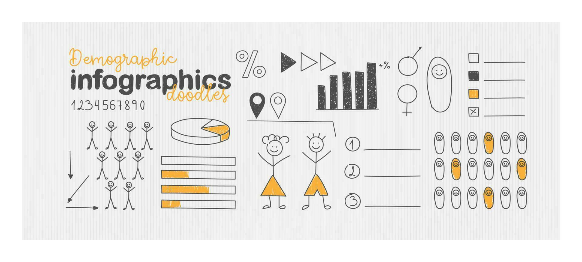 Doodles for demographic infographics. For statistics, business and presentations vector