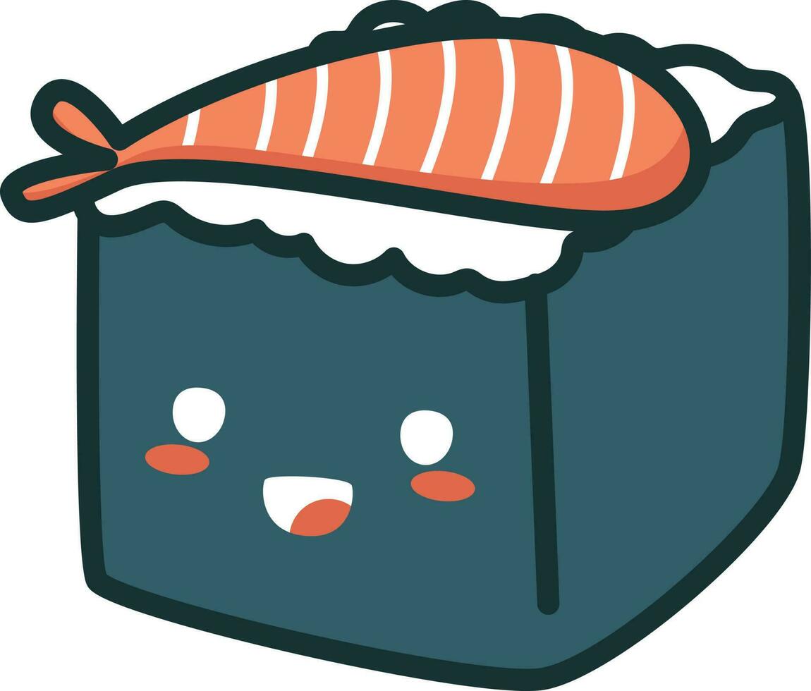 Cute Sushi illustration, vector, character, tuna, seafood, sashimi, kawaii vector