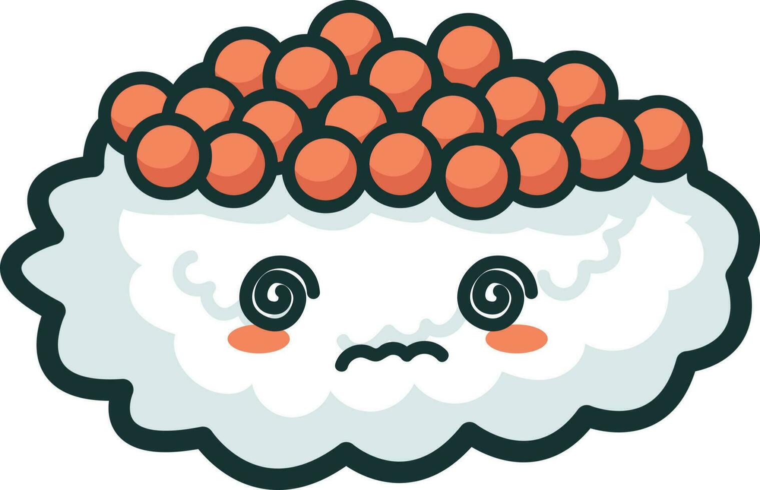 linda Sushi ilustración, vector, personaje, atún, mariscos, sashimi, kawaii vector