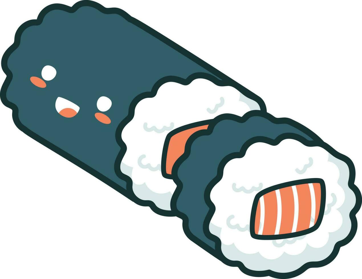 Cute Sushi illustration, vector, character, tuna, seafood, sashimi, kawaii vector