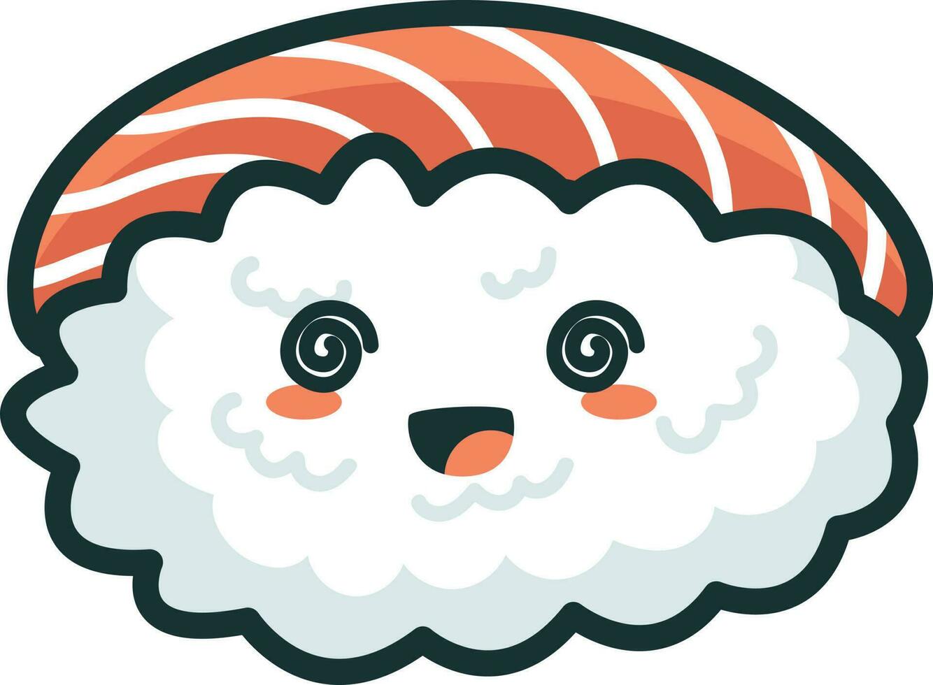 Cute Sushi illustration, vector, character, tuna, seafood, sashimi, kawaii vector