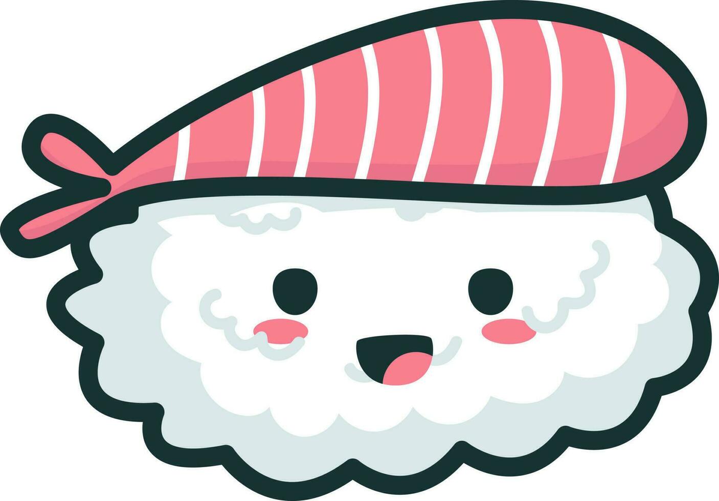 Cute Sushi illustration, vector, character, tuna, seafood, sashimi, kawaii vector