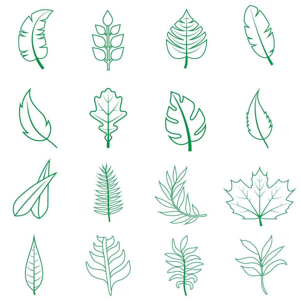 Green leaf vector icon set. botany illustration sign collection. ecology symbol. eco sign.