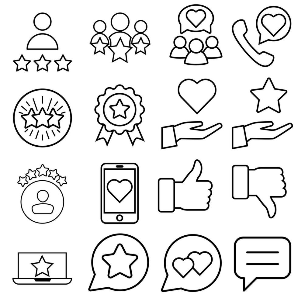 Feedback vector icon set. Testimonial illustration sign collection. rating symbol. experience logo.