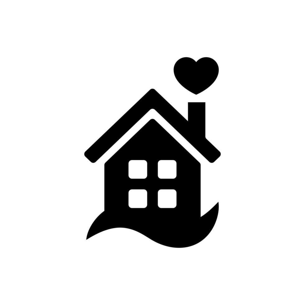 Heart with home vector. House with heart illustration sign. beloved home symbol. vector