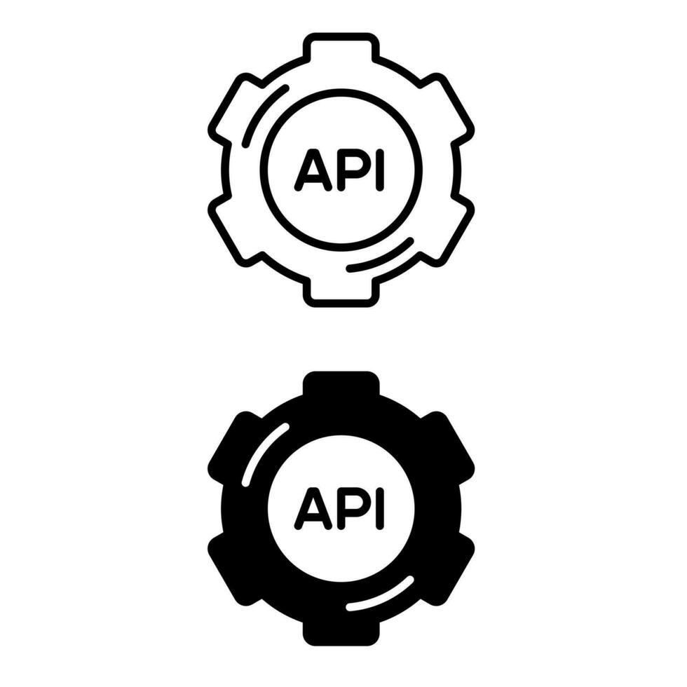 api icono vector colocar. integración ilustración firmar recopilación. algoritmo símbolo.