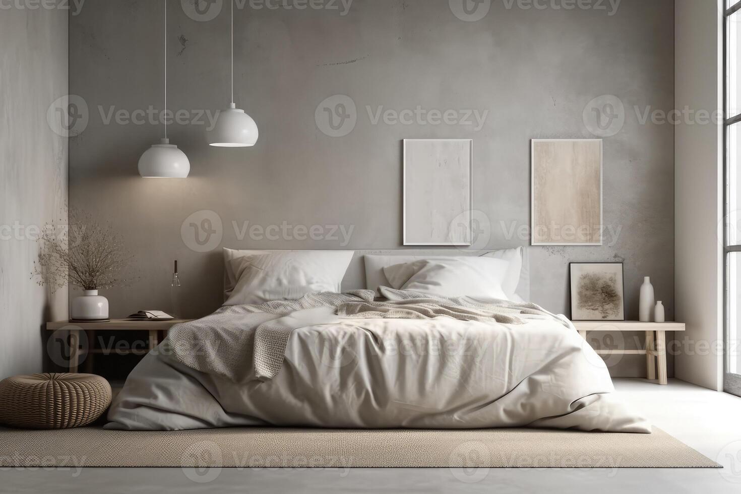 casa modelo vacío pared en escandinavo dormitorio . ai generado foto