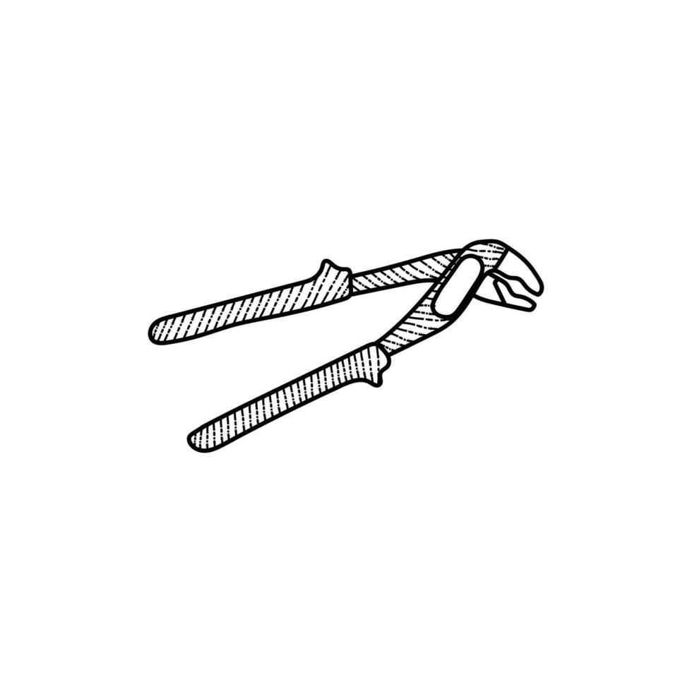 Pliers Tool Line Art Illustration Creative Logo Design vector