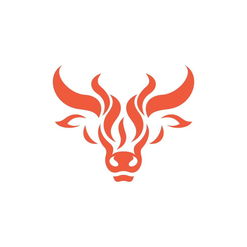 toro cabeza fuego moderno creativo logo vector