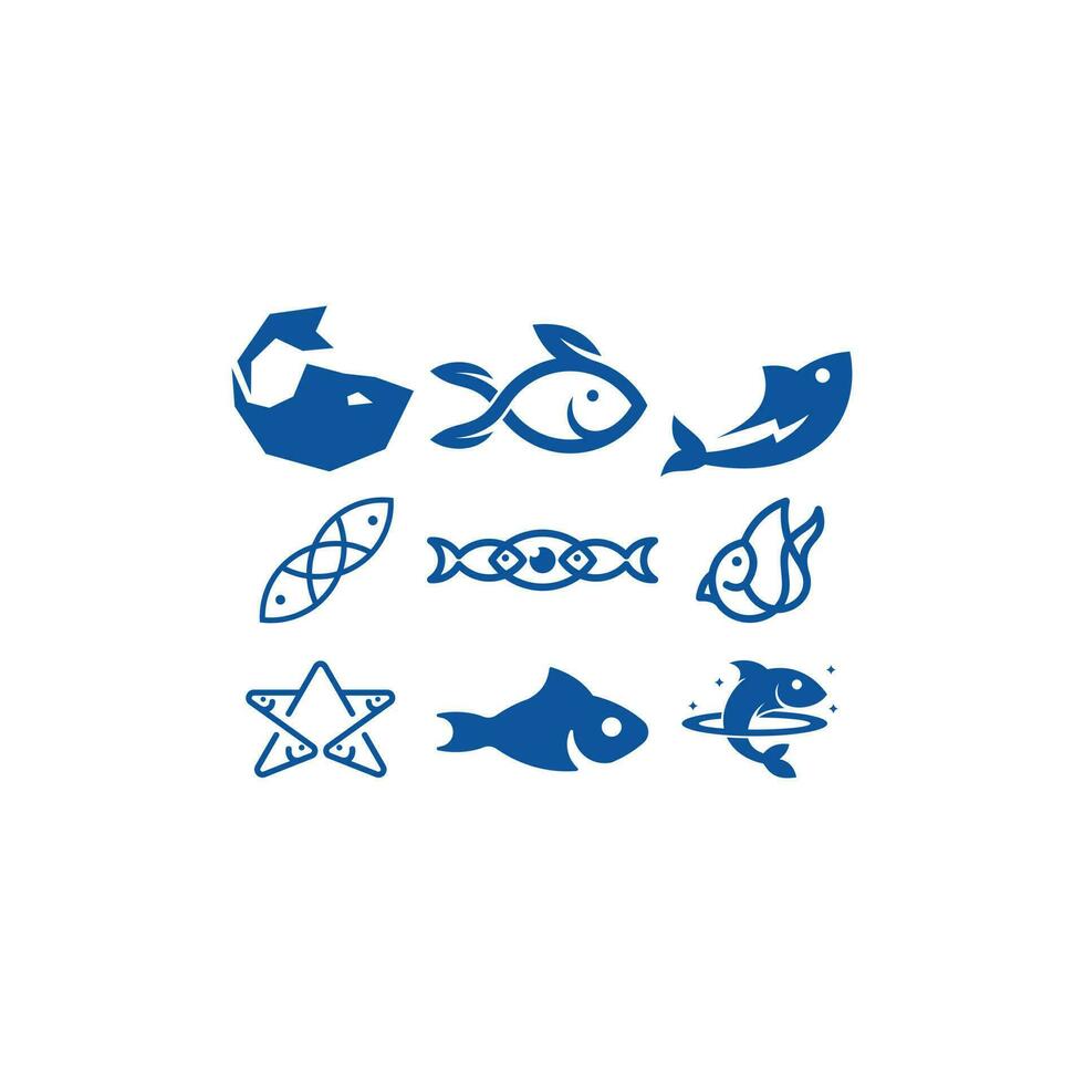 Animal Fish Swimming Set Icon Collection Creative Design vector