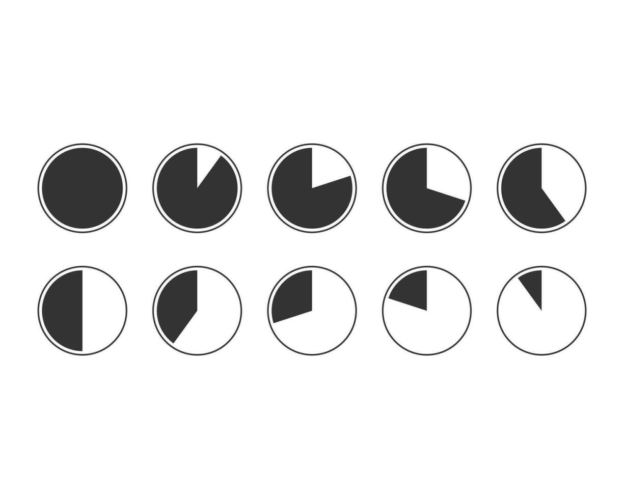 Set pie chart icons. Circle diagram vector. Collection Charts graphs logo template. Flat design. vector