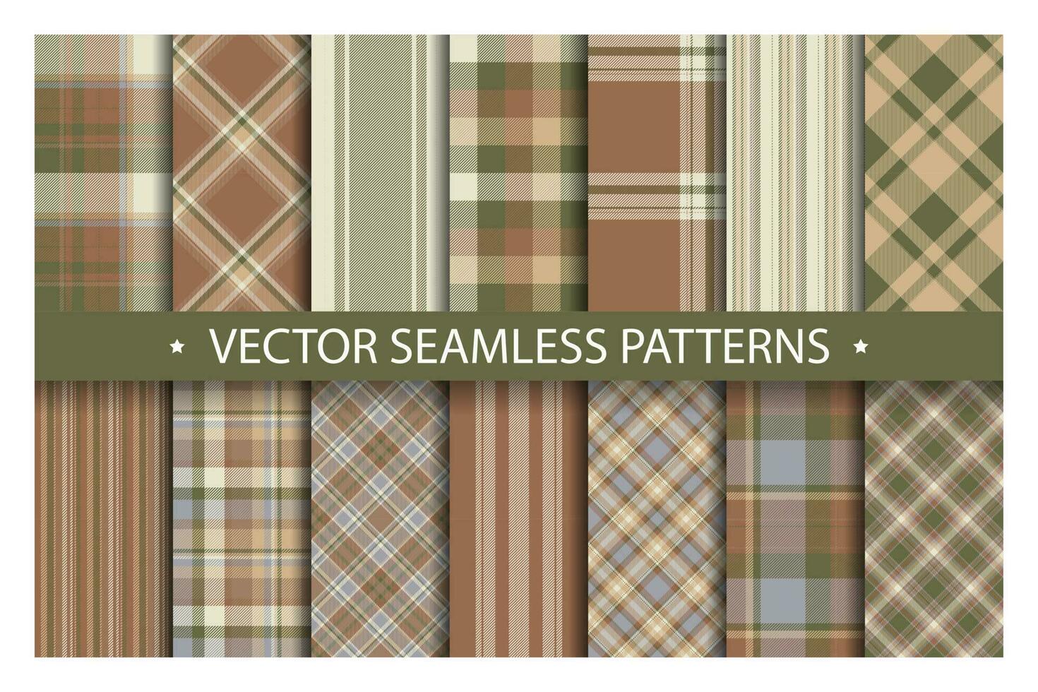 Set plaid pattern seamless. Tartan patterns fabric texture. Checkered geometric vector background. Scottish stripe blanket backdrop