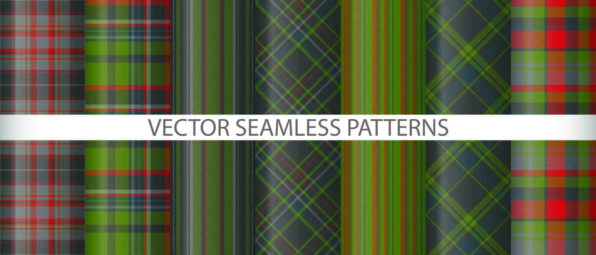 Set tartan texture pattern. Fabric seamless vector. Plaid background check textile. vector