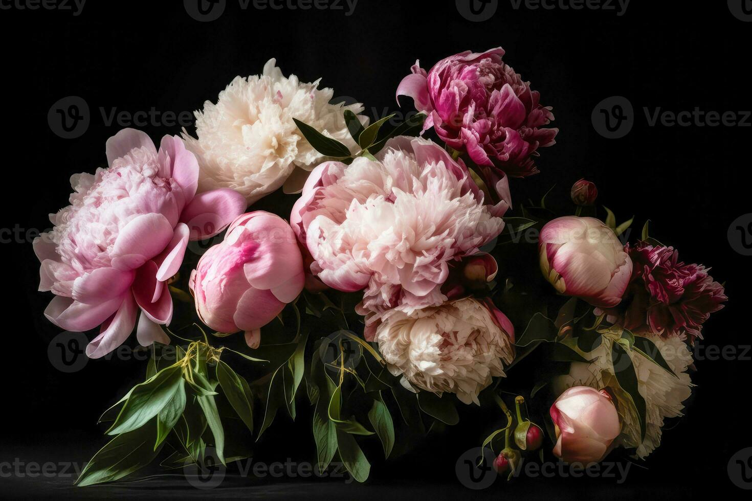 romántico ramo de flores de peonías foto