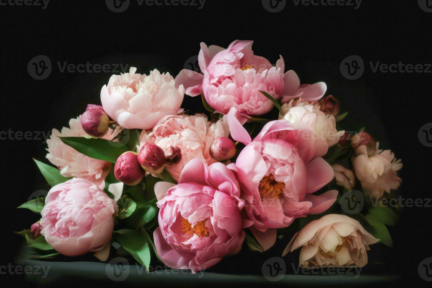 romántico ramo de flores de peonías foto