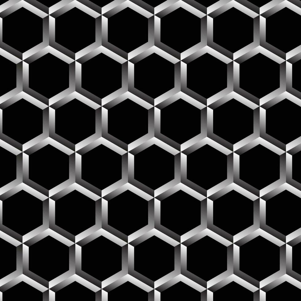 abstract geometric 3d hexagonal silver pattern art. vector