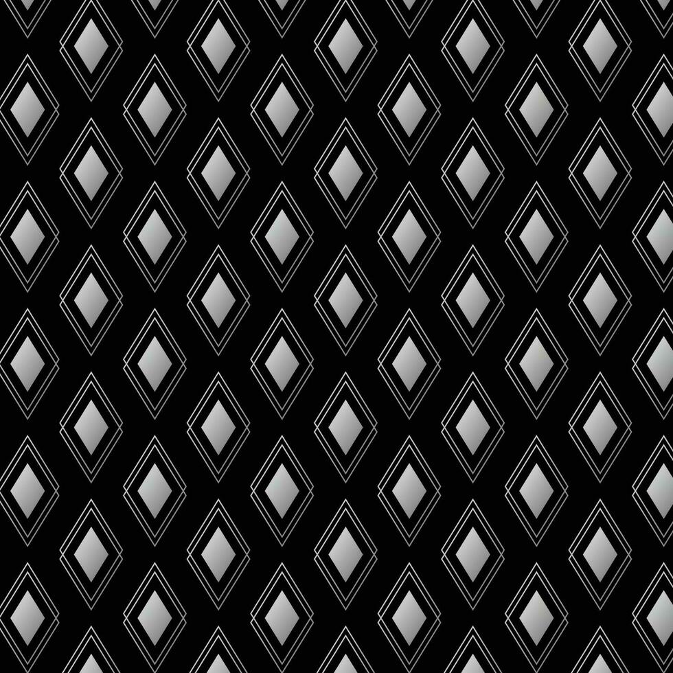 abstract black white gradient rhombus pattern art with black bg. vector