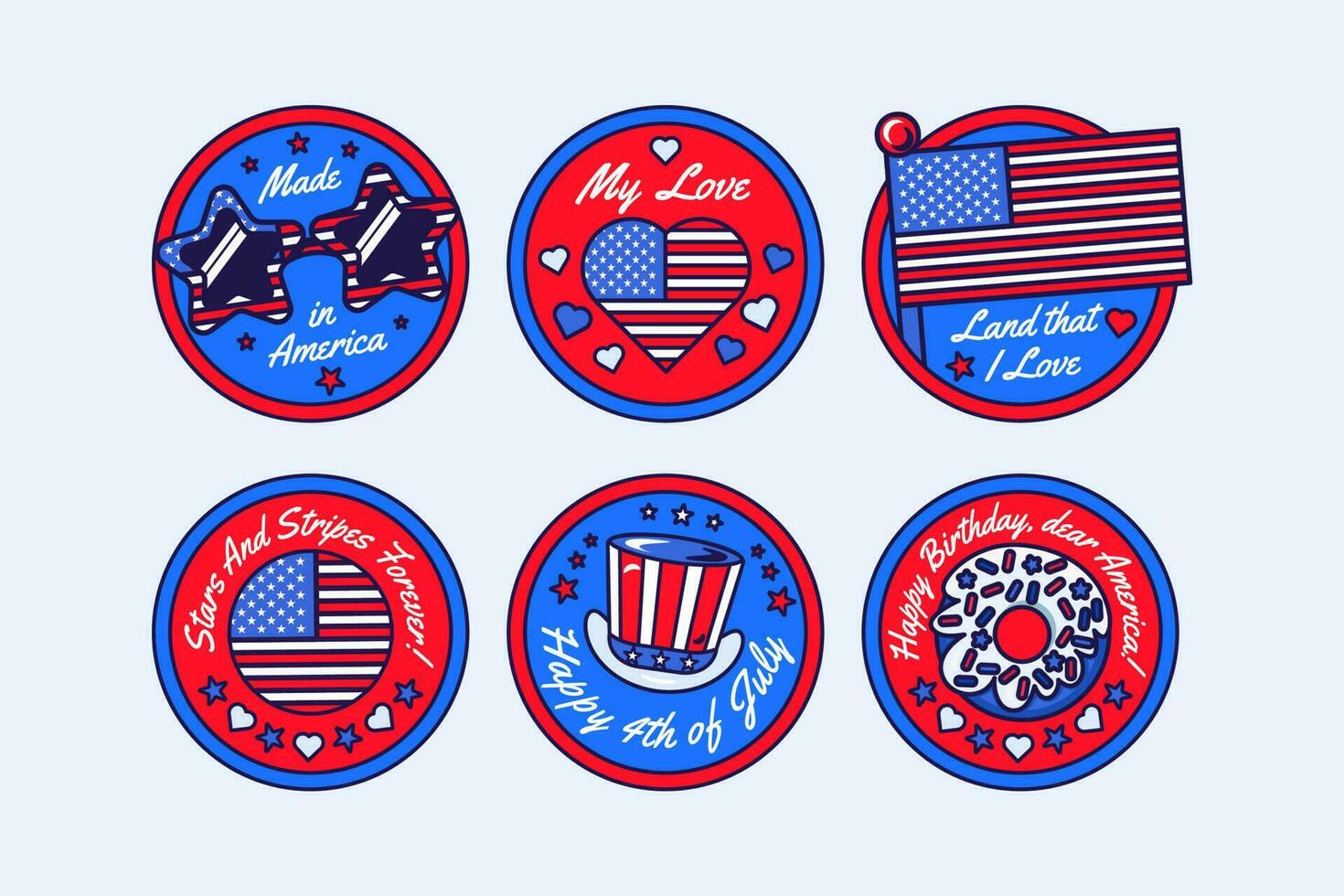 American Festive Stickers Kit vector