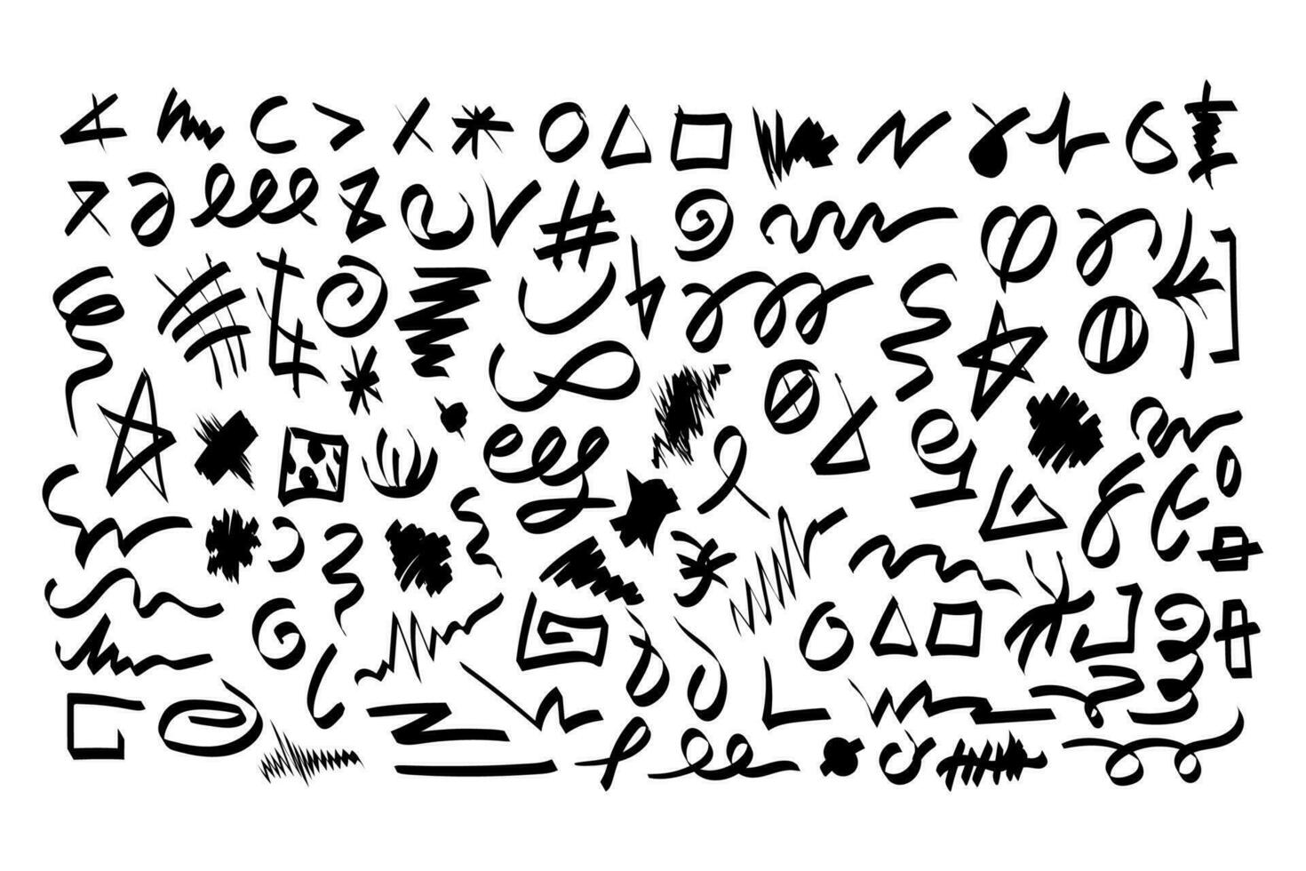 Dashes Lines Symbols Hand Drawn Black Set 23733122 Vector Art at Vecteezy