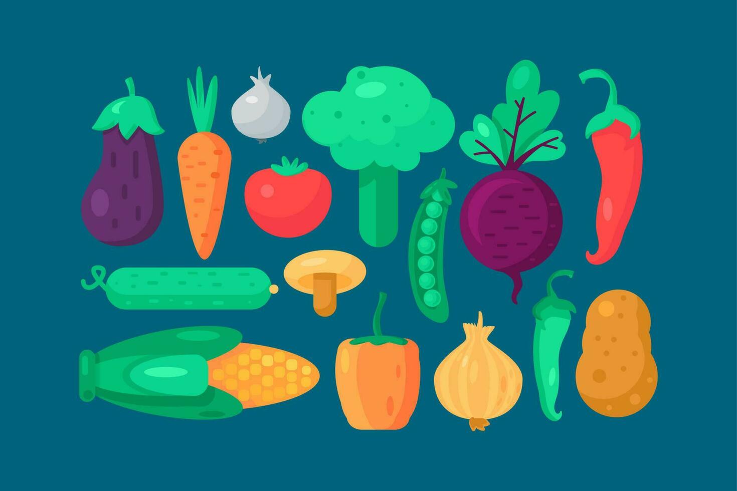 Organic Fresh Vegetable Food Set vector