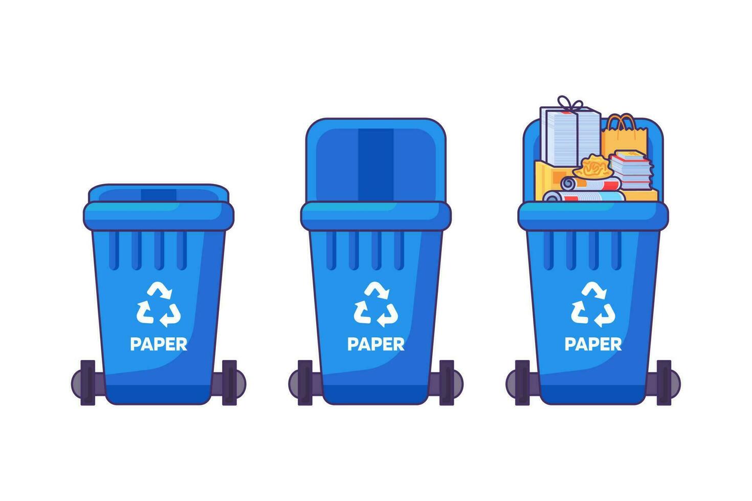 Paper Waste Recycling Sorting Lid Containers vector