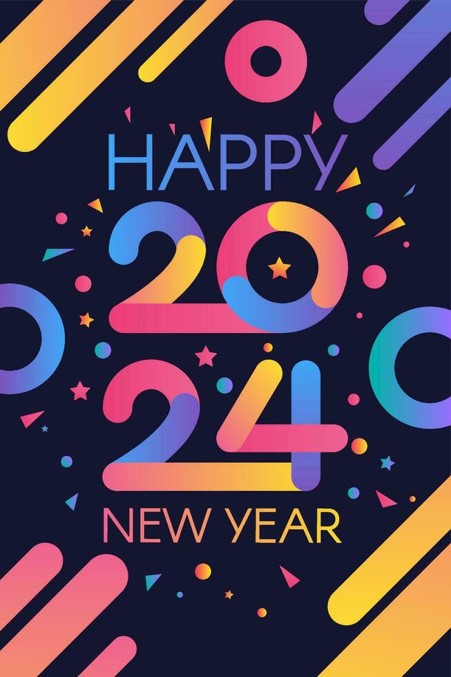 Modern Happy New 2024 Year Dark Angle Template 23733160 Vector Art at