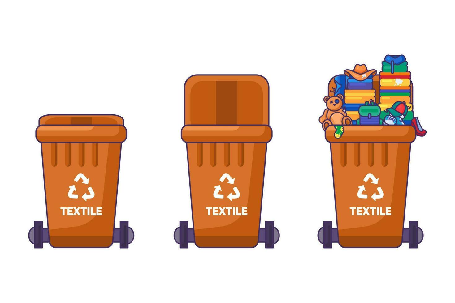 Textile Waste Recycling Sorting Lid Containers vector