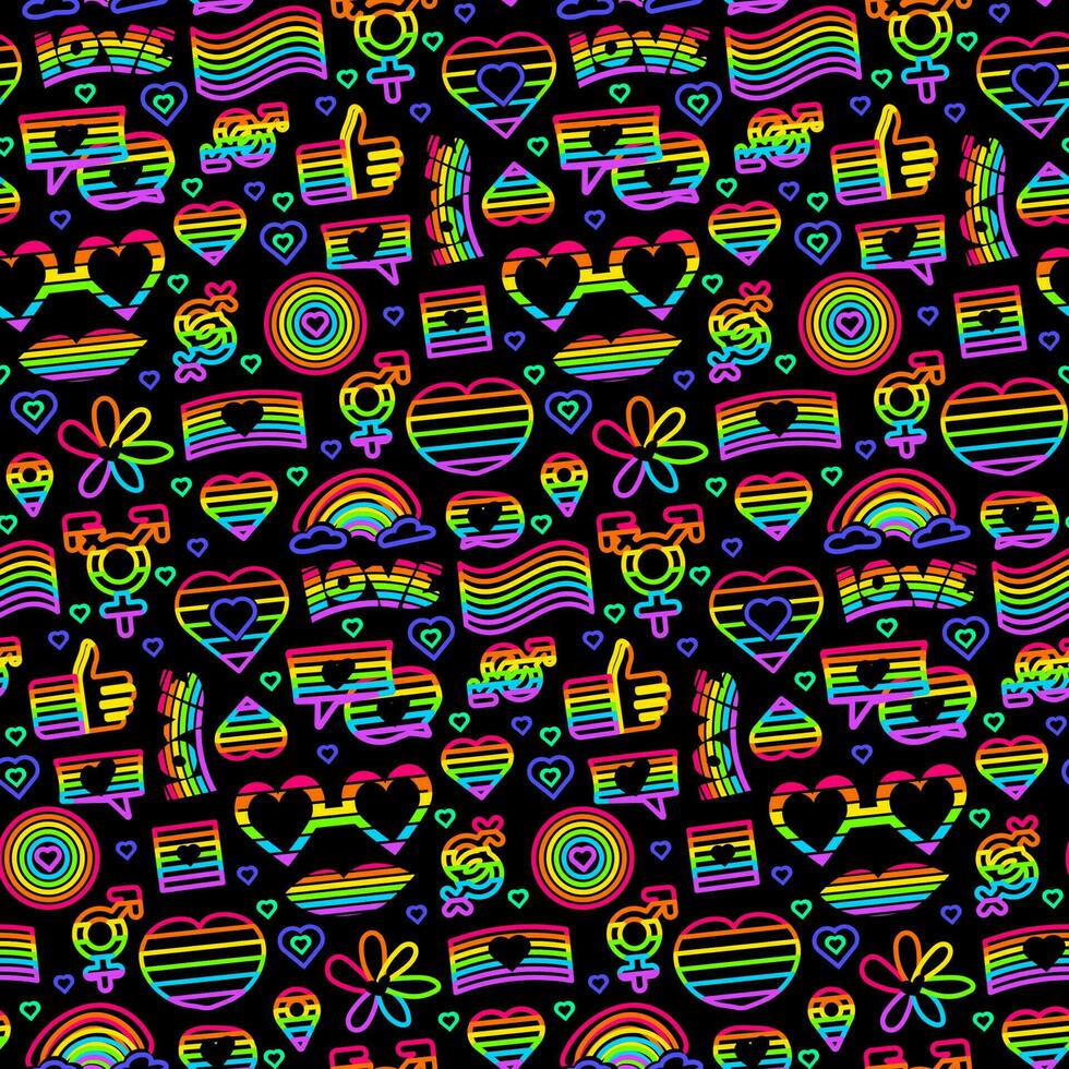 Neon Pride Seamless Pattern Illumination vector