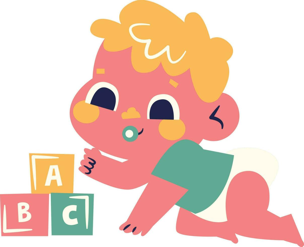child with blocks. children playing with a toy. children set. Children day. vector design