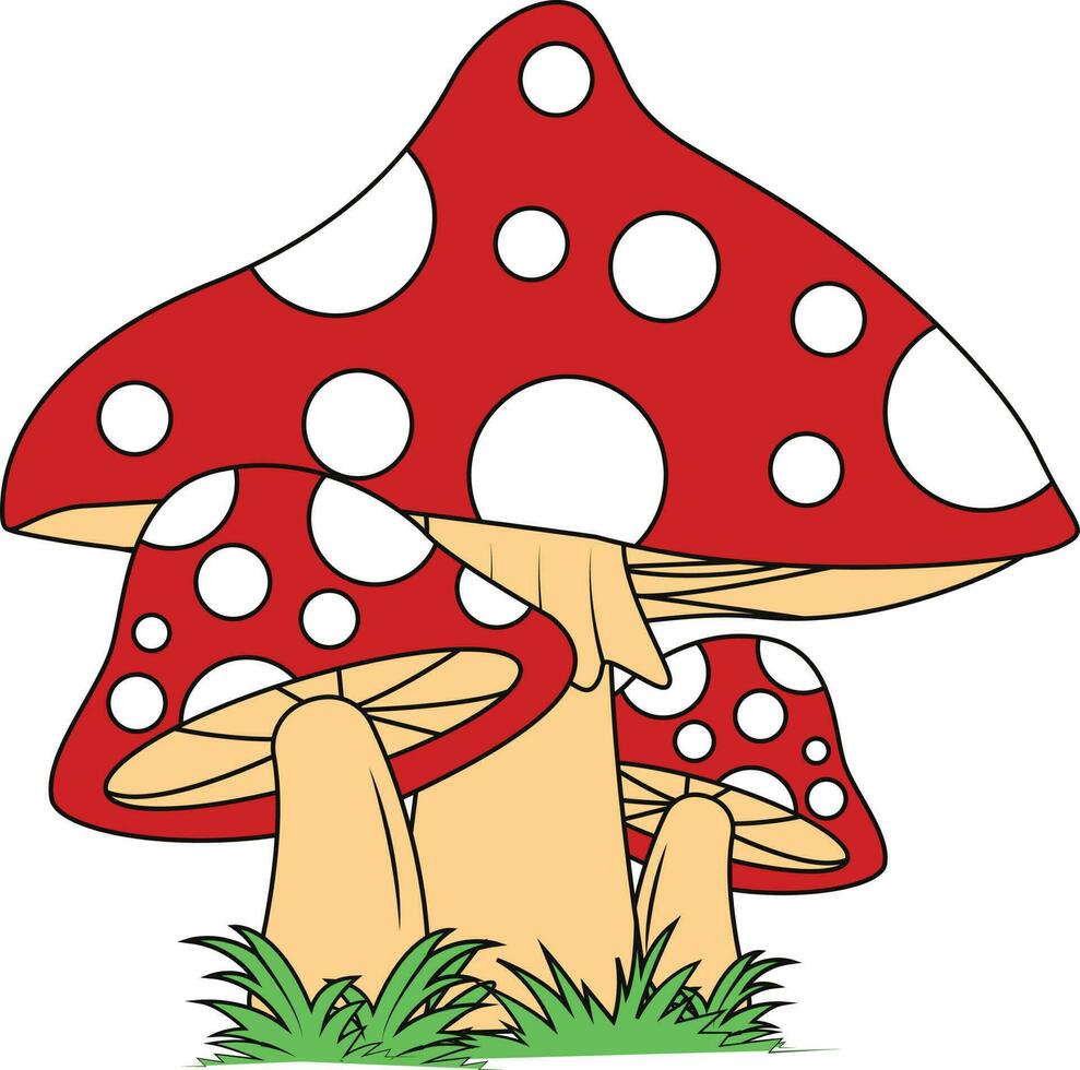 Mushroom isolated on white background. Vector illustration in cartoon style.