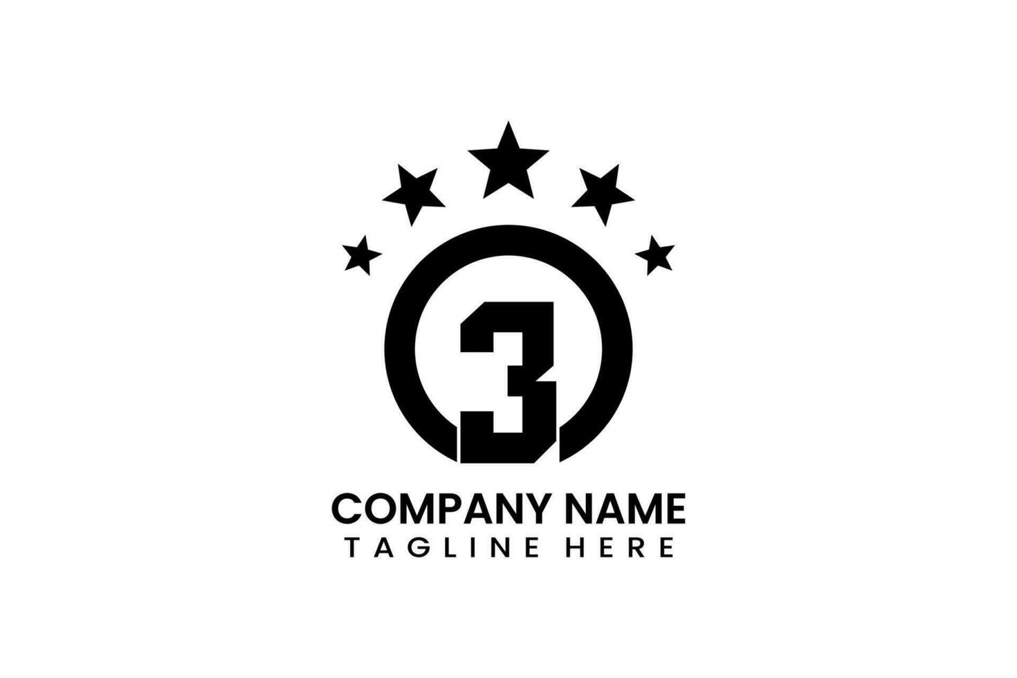 number three winner achievement logo template vector
