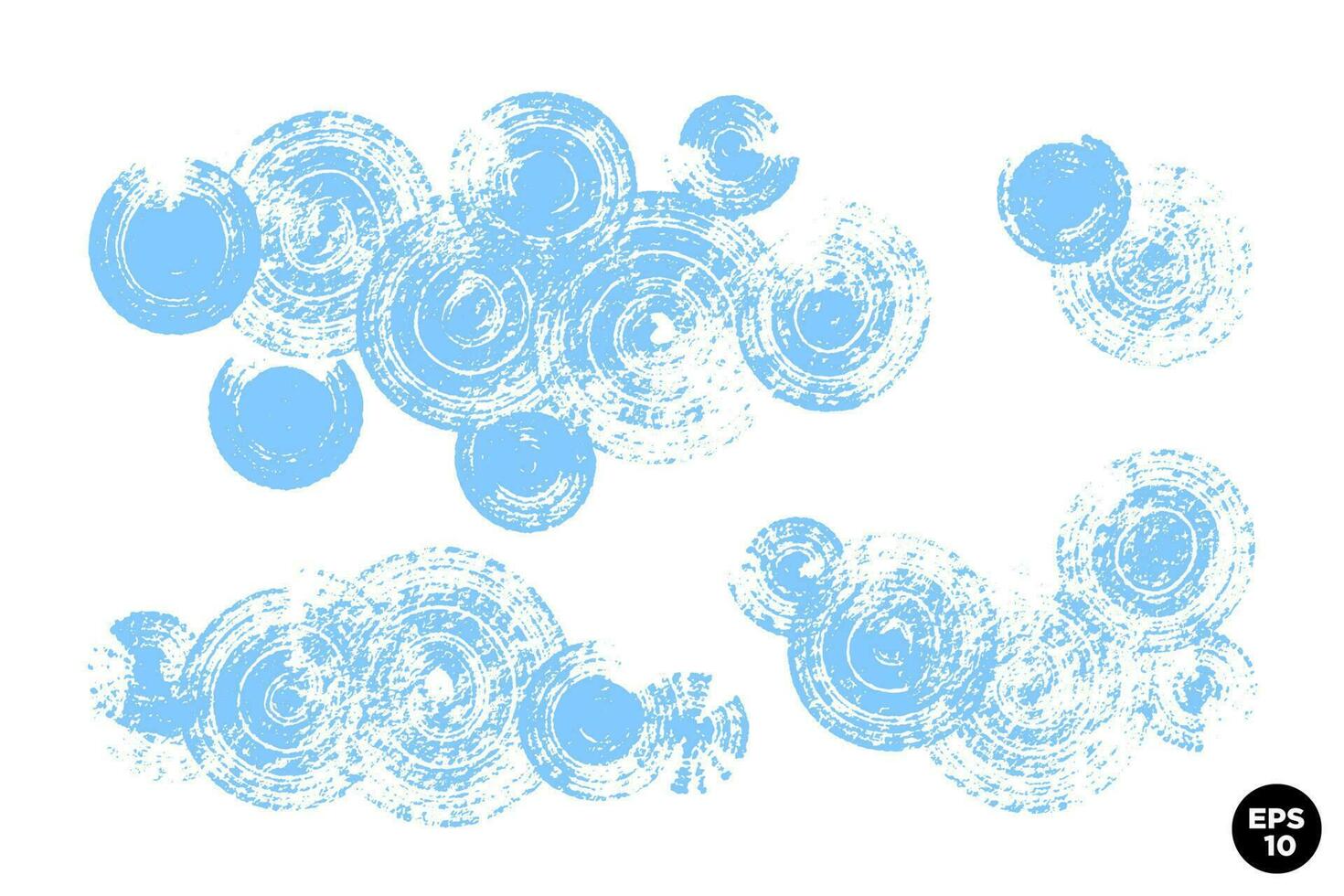 Vector cloud set. Dry brush hand drawn artistic cloud shapes composed with circles. Creative artistic one color elements for designs.