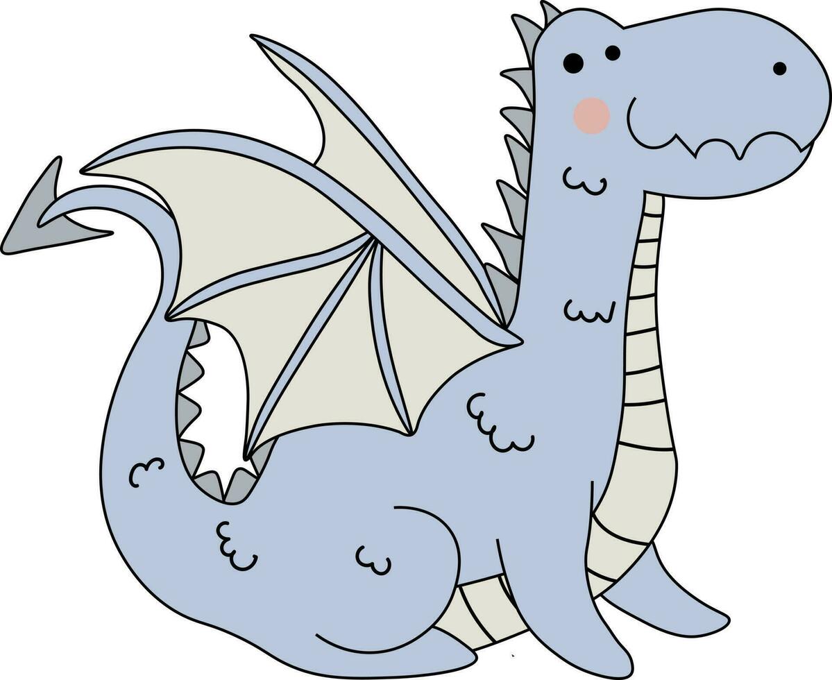 Cartoon cute children's fairy tale fantasy dragon. Medieval creatures, dragon kids, fairy tale legends, cute dinosaur kids, vector illustration set. Little cartoon dragons