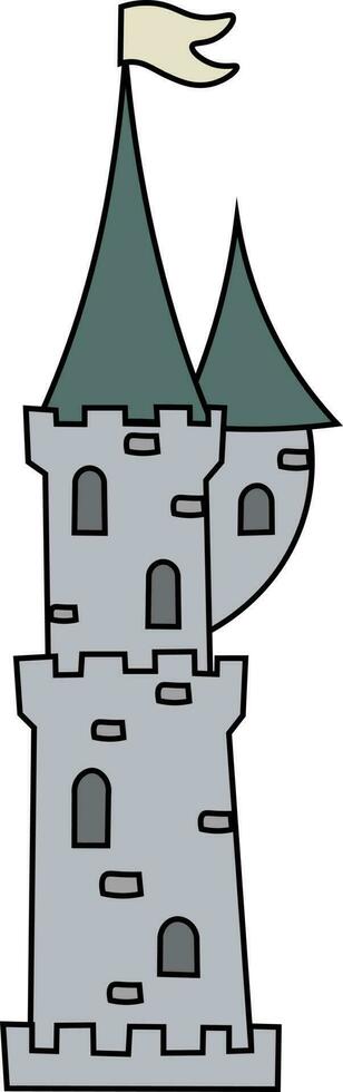 Cartoon castle, decor elements. colorful vector illustration, flat style. design for cards, t-shirt print, poster