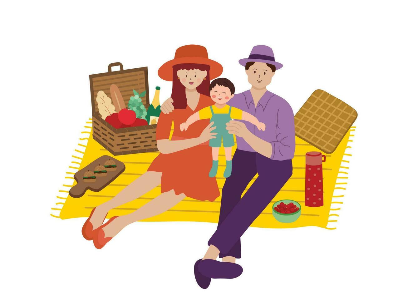 familia picnic contento ilustración diseño vector