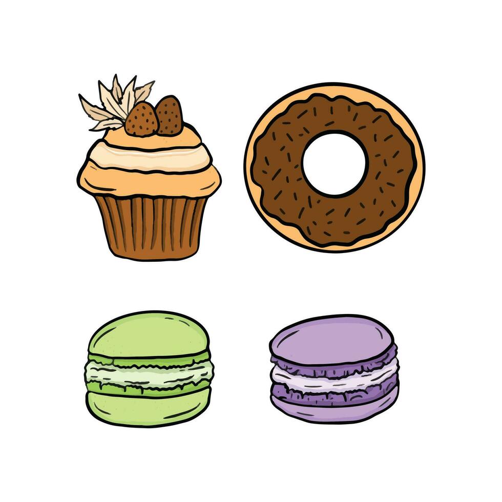 Sweet Dessert and Cake Design Illustration vector