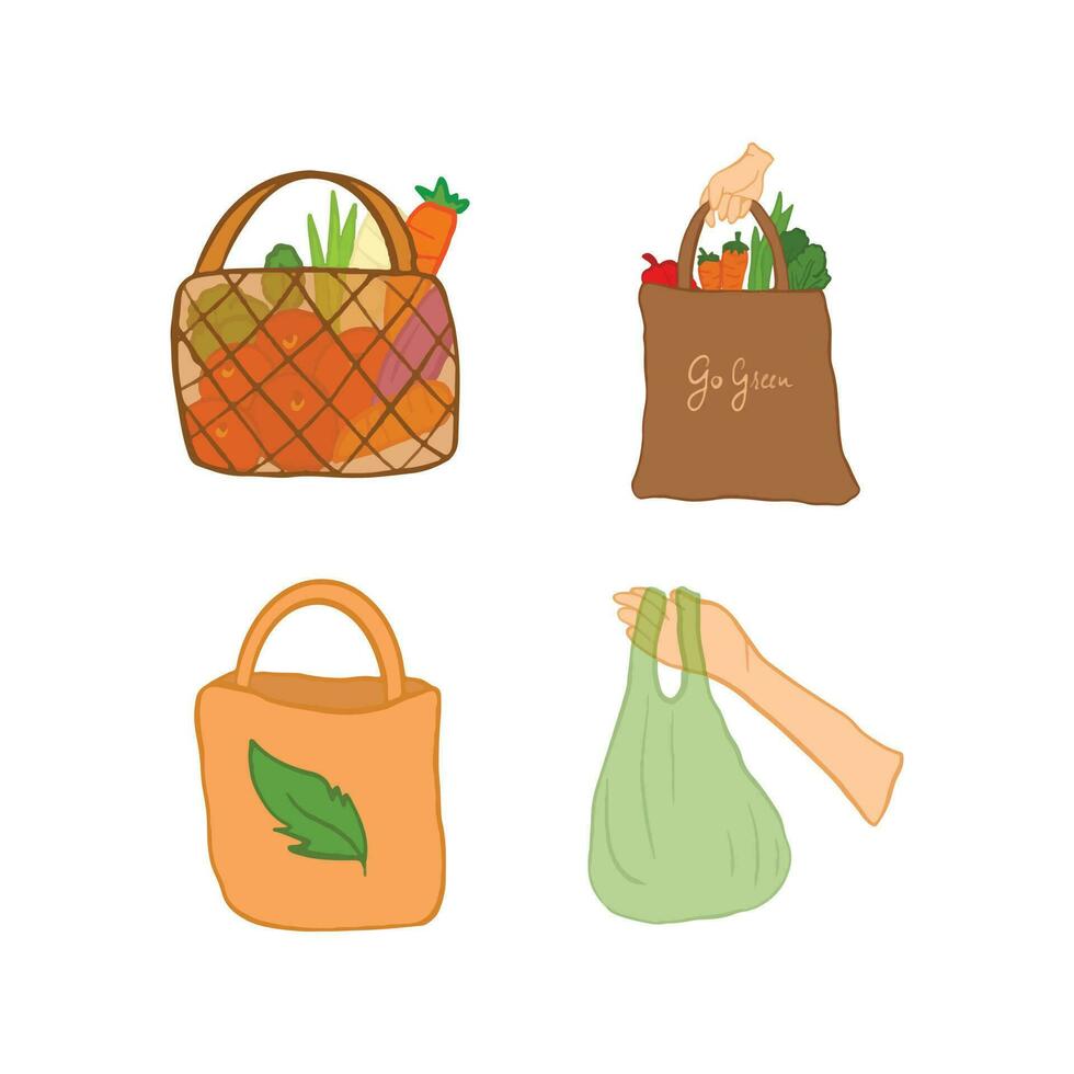 Shoping Bag for Green Living without Plastic vector